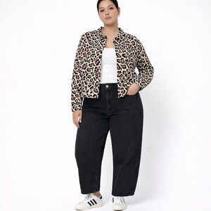 Rachel Roy Leopard Blouse Jacket Shirt Top Cropped NWT Brown Size Extra Large XL